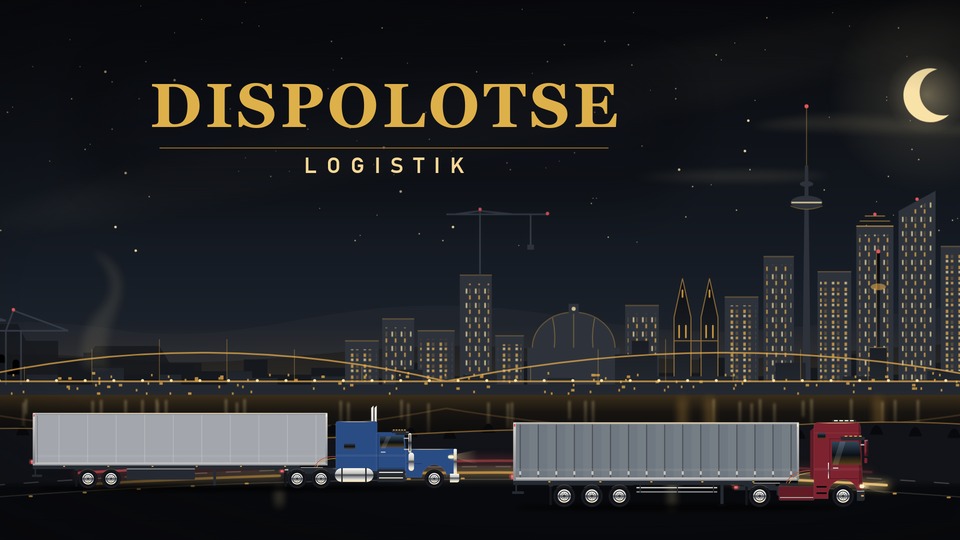 Köln bei Nacht mit zwei Lkw